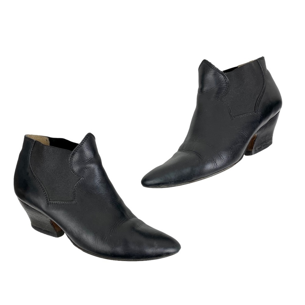 Acne Studios Alma Mid Heel Pull On Leather Ankle Boots in Black 39 0580 - Picture 2 of 15